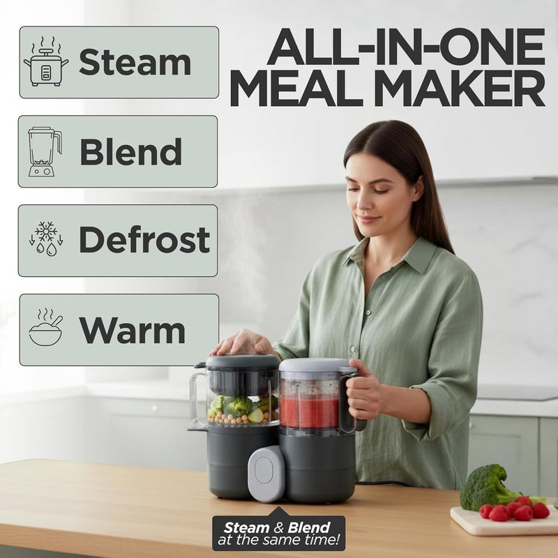Goodscious Baby Food Maker Steamer and Blender, 4 in 1 Multifunction Baby Food Processor and Steamer with Blender, Defrosting & Reheating, Use as Puree Maker and Grinder Machine for Feeding Set Essentials, 68 oz - Image 3